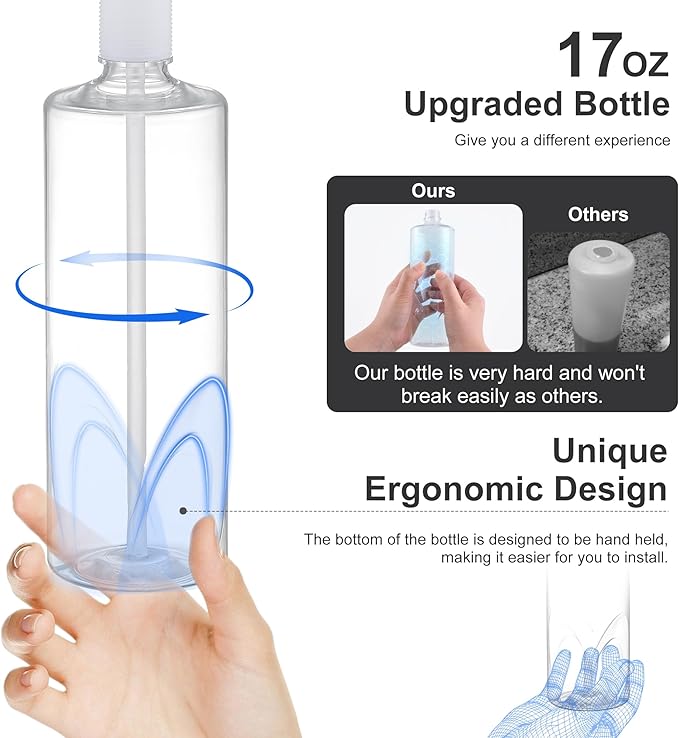 GAGALIFE Soap Dispenser for Kitchen Sink, Kitchen Sink Soap Dispenser with 17 Ounce Large Pet Soap Bottle, in Sink Soap Dispenser Refill from The Top, White