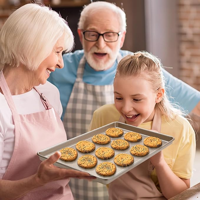 GIUOIDUO 2 Pack Half Sheet Baking Pans,Commercial Quality Baking Sheet Pan Set,Carbon Steel Cooking Pans, Non Stick Baking Sheet for Oven,Large Thick Cookie Tray Pans for Baking（17.5 * 11.8 * 1inch）
