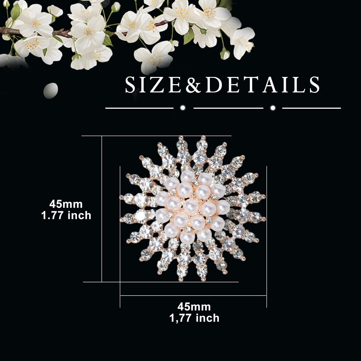 Sunflower Brooch for Women Rhinestone Pearl Sunflower Pin Sunflower Jewelry Birthday Mother's Day for Mother Wife Girlfriend