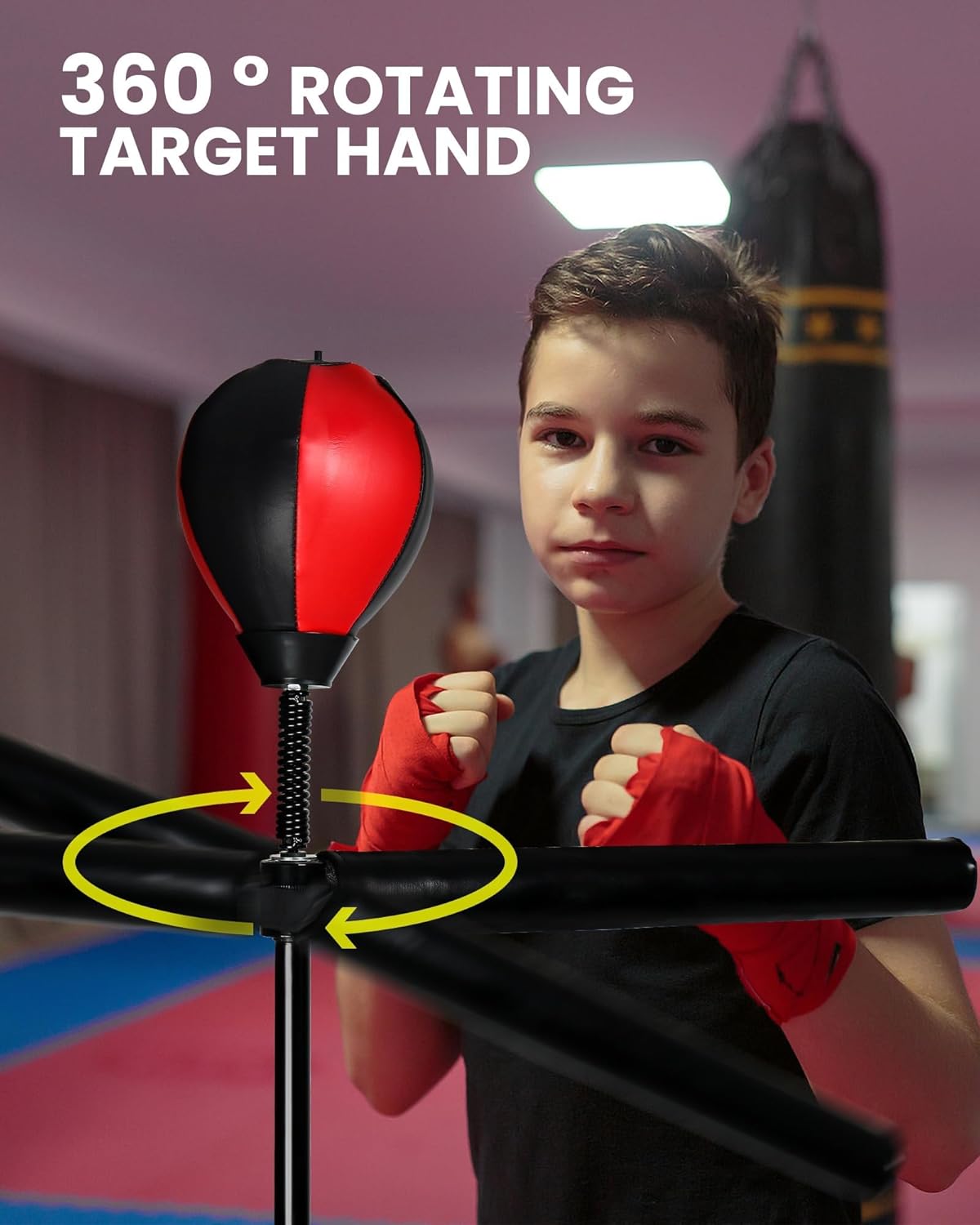 INNOLIFE Kids Boxing Bar with Punching Bag, Adjustable Height, Complete Set, Stable Base, Easy Installation