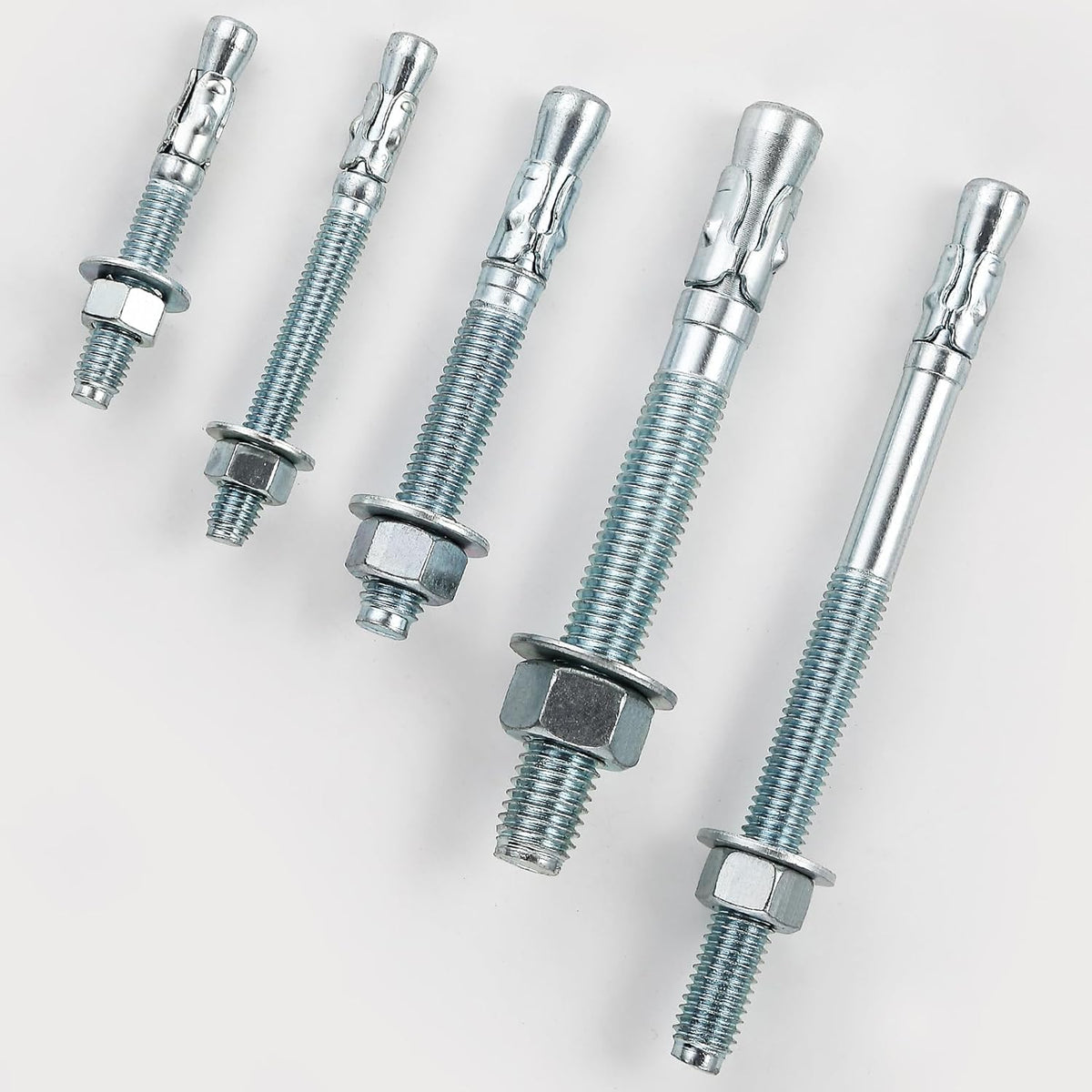 5/8x4-1/4 10Pcs Inch Standard Fasteners for Heavy-Duty Zinc Wedge Anchors for Cement and Concrete