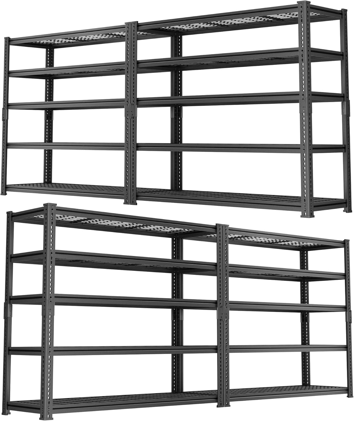 Storage Shelves Heavy Duty, 4 PCS 48" L x 18" W x 72" H Garage Wire Shelving Unit Loads 2800LBS, 5-tier Adjustable Metal Industrial Utility Shelf Rack for Kitchen, Laundry Room, Warehouse, Basement