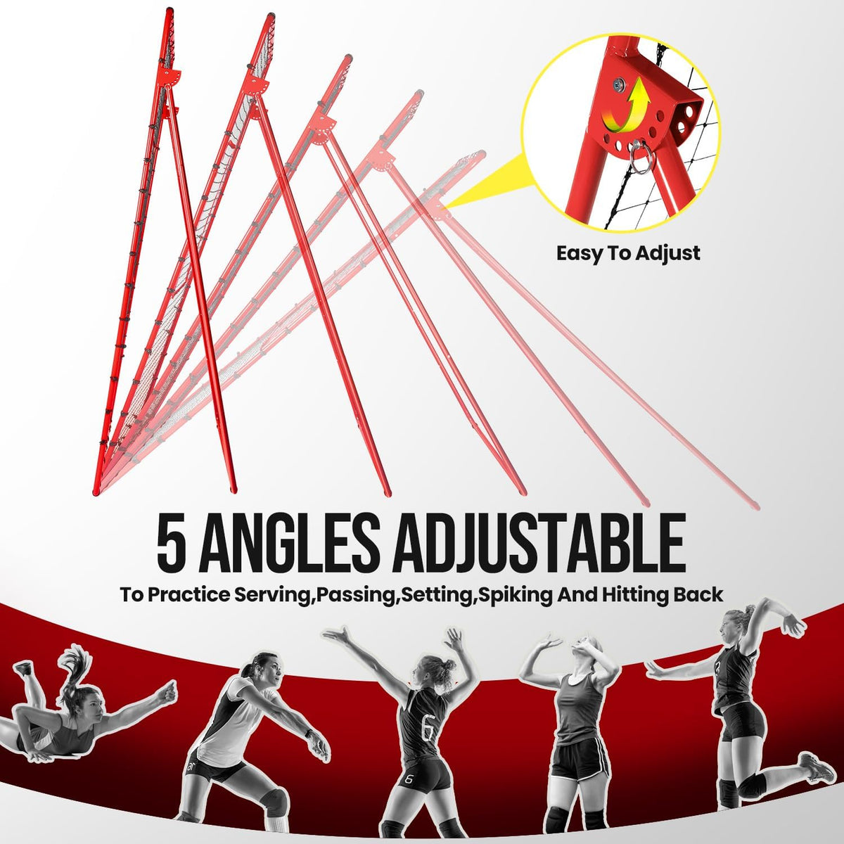 7x4FT Volleyball Rebounder Net,Angle Adjustable Volleyball Training Equipment for Hitting,Blocking,Serving,Setting, Easy Setup Volleyball Rebound Net, Portable Volleyball Trainer for Kids and Adults