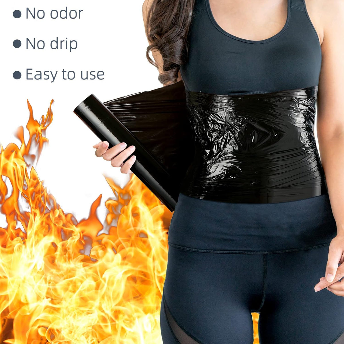 60 Meters Black Osmotic Plastic Body Wrap, Workout and Sweat Enhancer Stomach Wrap Body Wrap Film Applicator Power Wrap(1 Roll)