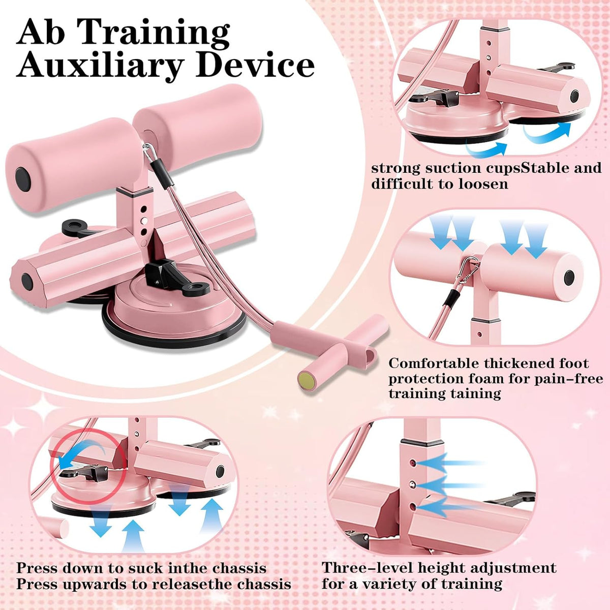 Ab Training Auxiliary Device, Ab Trainer Auxiliary Machine with Bands, Multi-functional Adjustable Ab Trainer Equipment, Ab Trainer Auxiliary Equipment for Home & Gym
