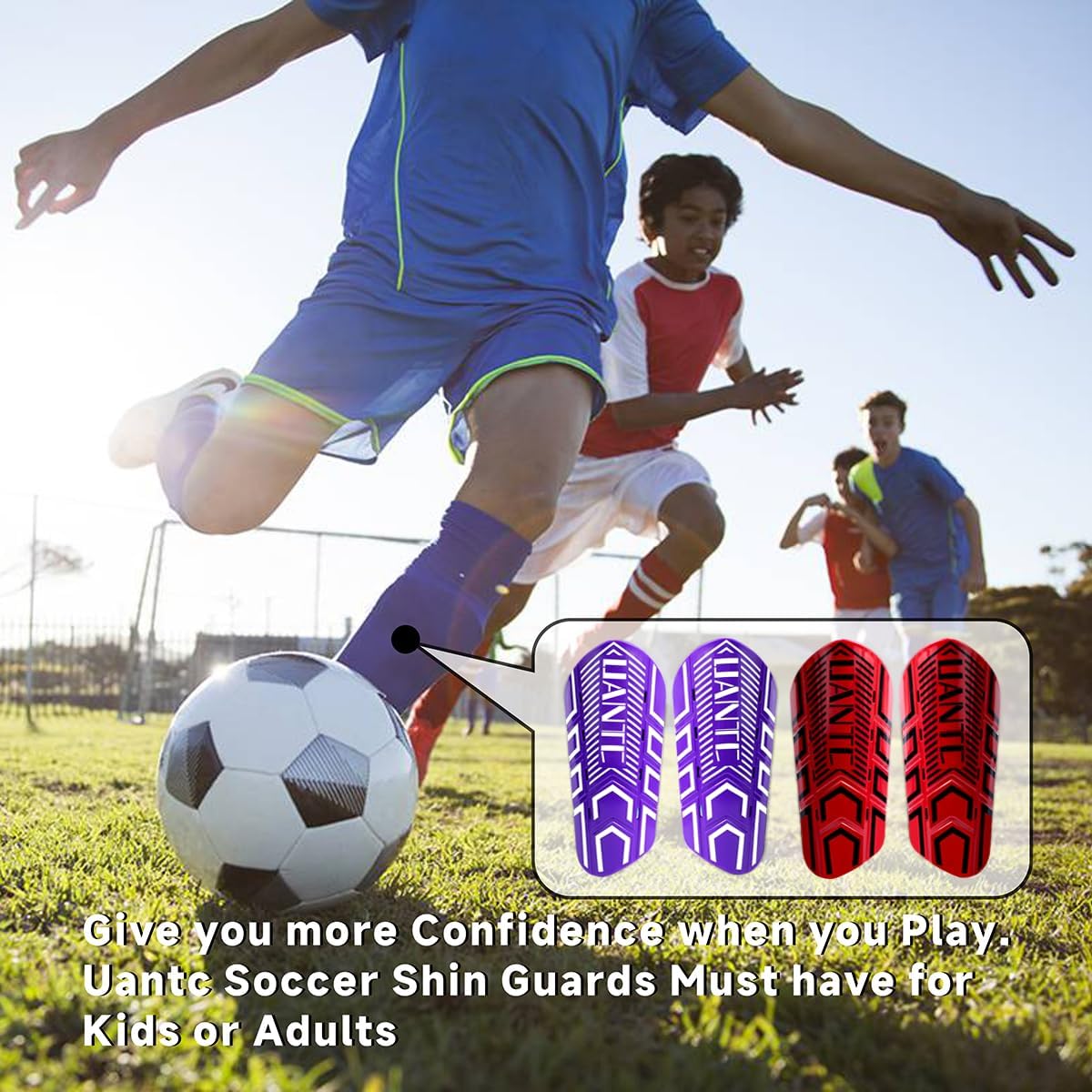 Shin Guards - Soccer Shin Guards with Cushion Protection for Kids/Adults