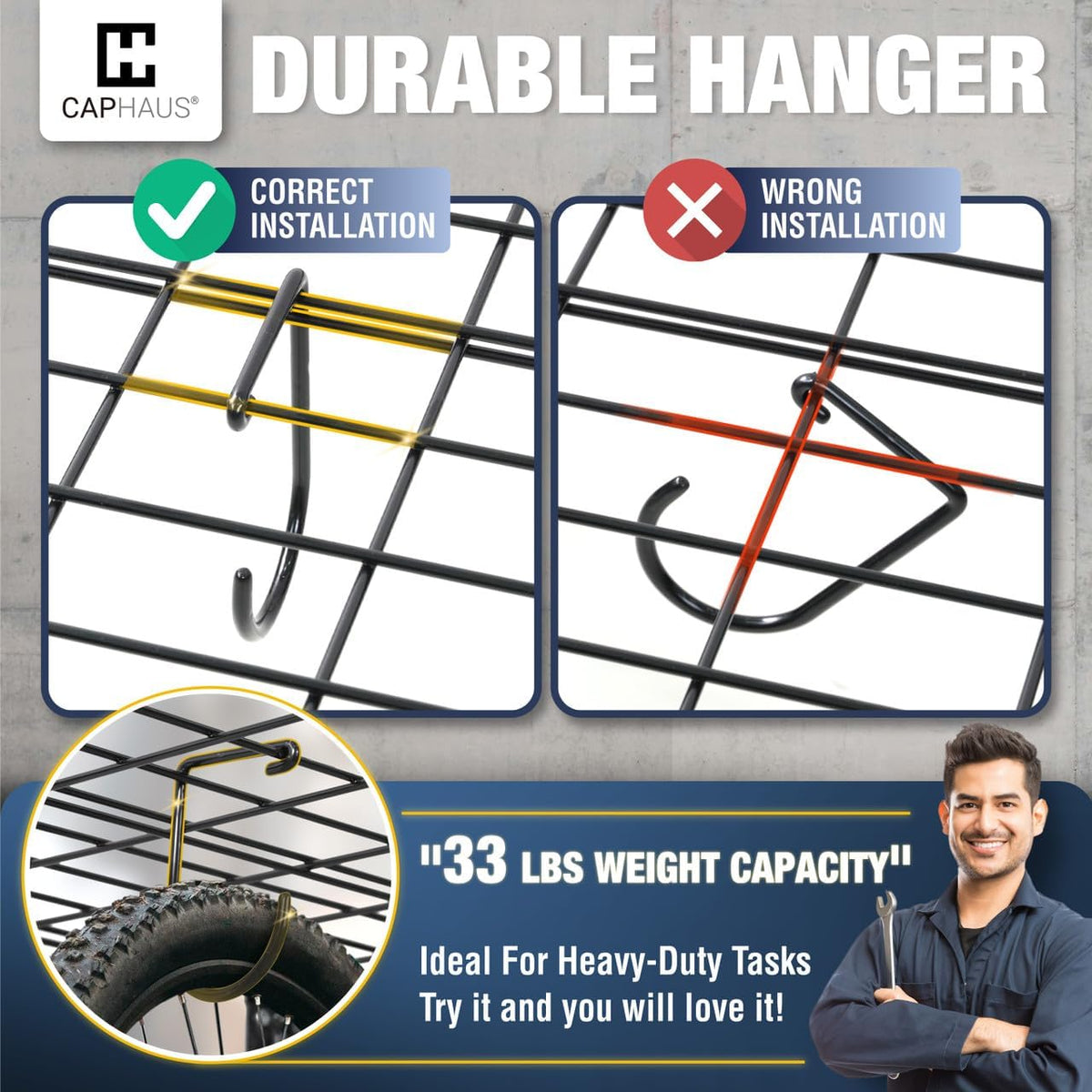 Fencer Wall Mounted Garage Shelving - 96" W x 18" D, 4 Hooks, White, Heavy Duty, 1000lb Capacity