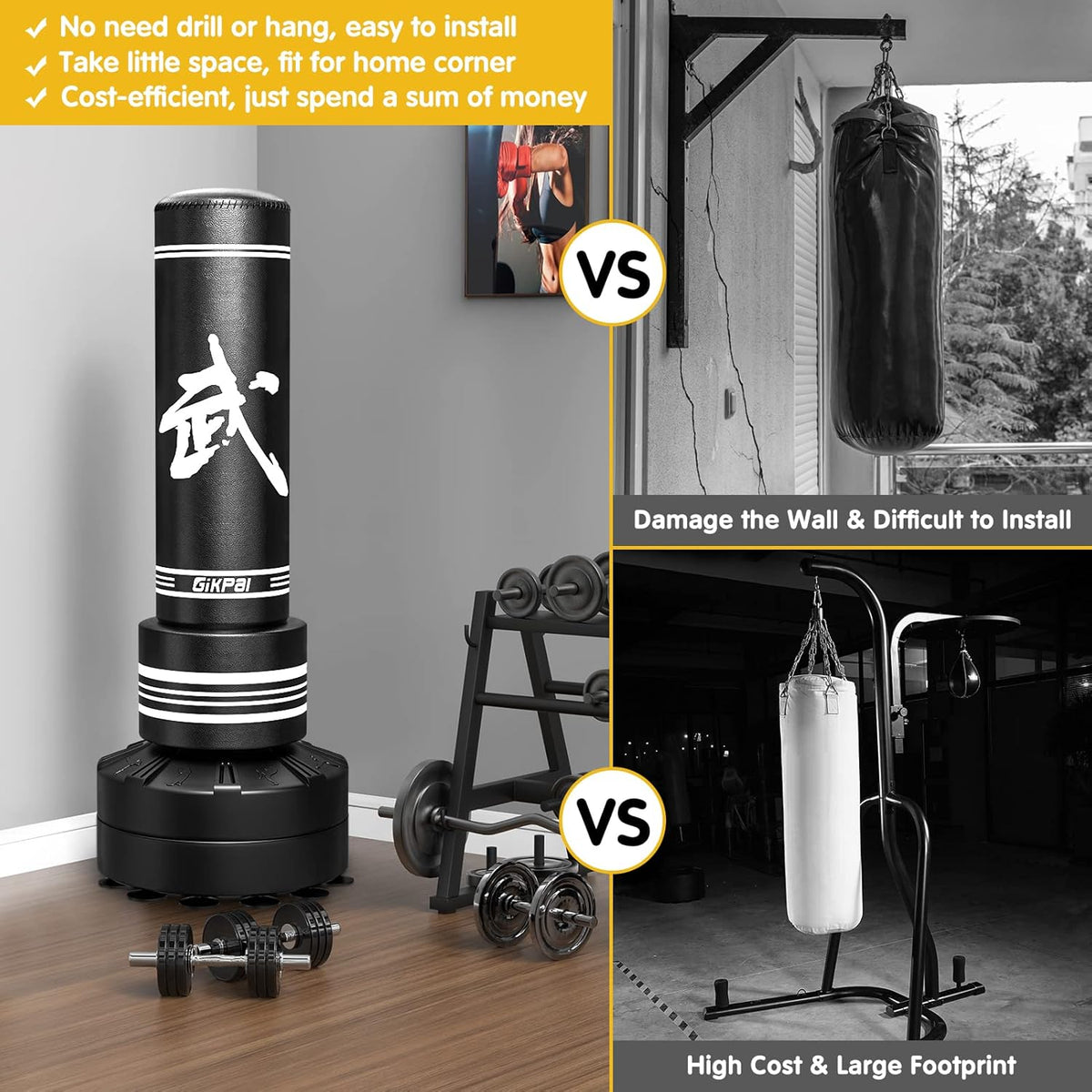 GIKPAL Freestanding Punching Bag with Boxing Gloves, Heavy Boxing Bag with Stand for Adult, Kickboxing Bag for MMA Martial Arts Boxing Traning