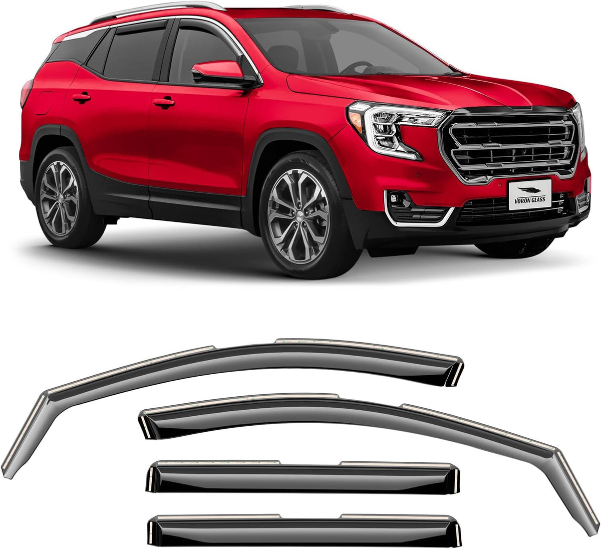 Voron Glass in-Channel Extra Durable Rain Guards for GMC Terrain 2018-2024, Window Deflectors, Vent Window Visors, 4 Pieces - 200255