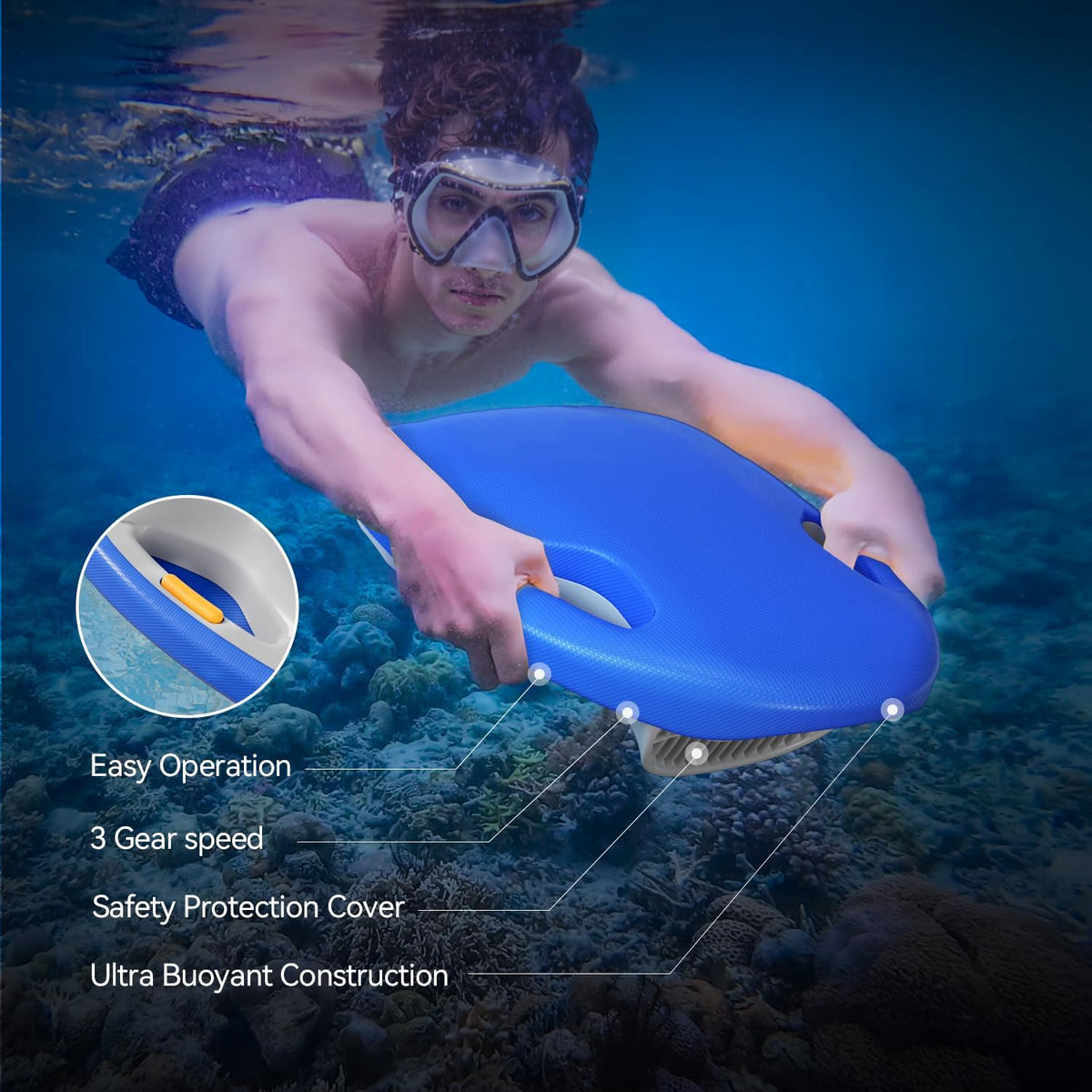 Asiwo Swimming Kickboard Electirc, Swim Training Kickboard 3 Speed Water Sports Swimming Pool Board for Adults Kids