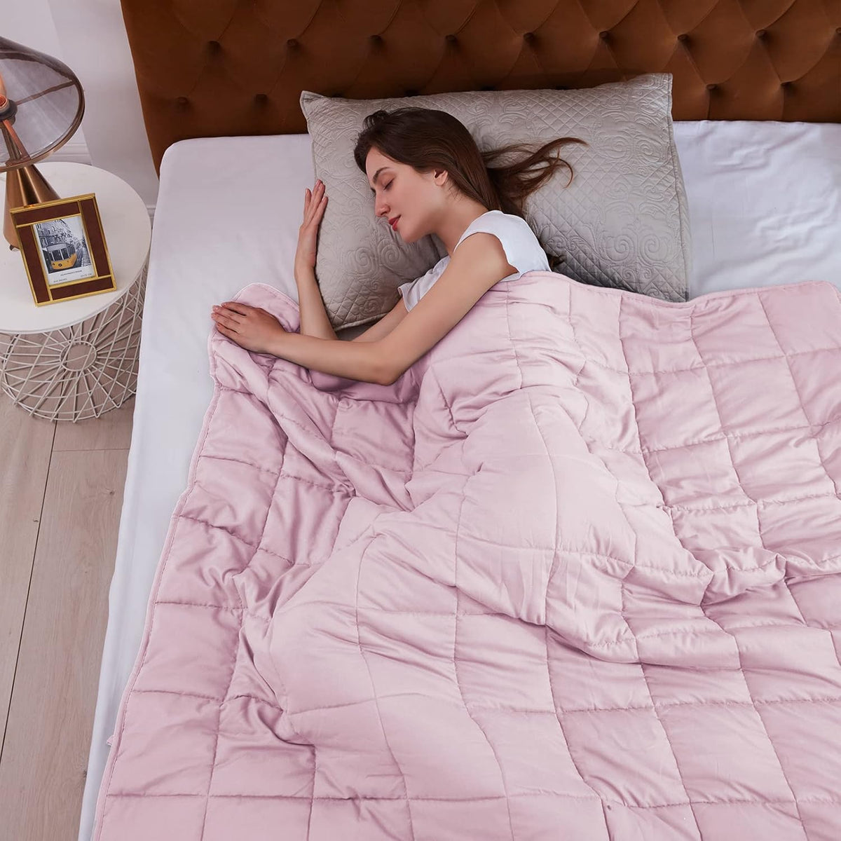 L'AGRATY Weighted Blanket - 60"x80" 25lbs Cooling Breathable Heavy Blanket Microfiber Material with Glass Beads for Adult All-Season Summer Fall Winter Soft Thick Comfort
