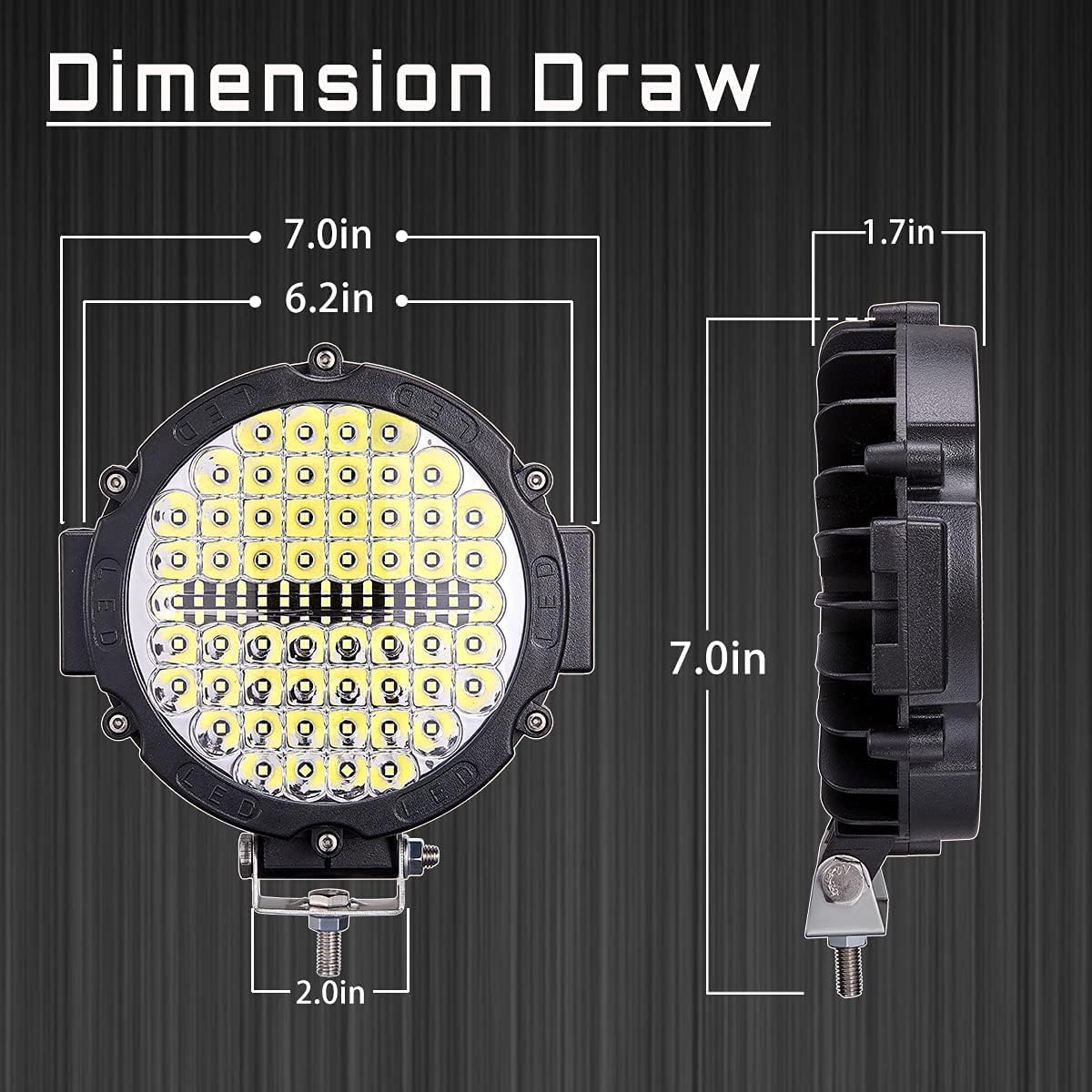 7 Inch Round LED Off Road Driving Lights with Wiring Harness DT Plug, 120W 12000lm LED Light Pods Trucks Tractor LEDs Work Lights, Offroad Auxiliary Driving Fog Light Snowmobile Golf Cart ATV UTV RV