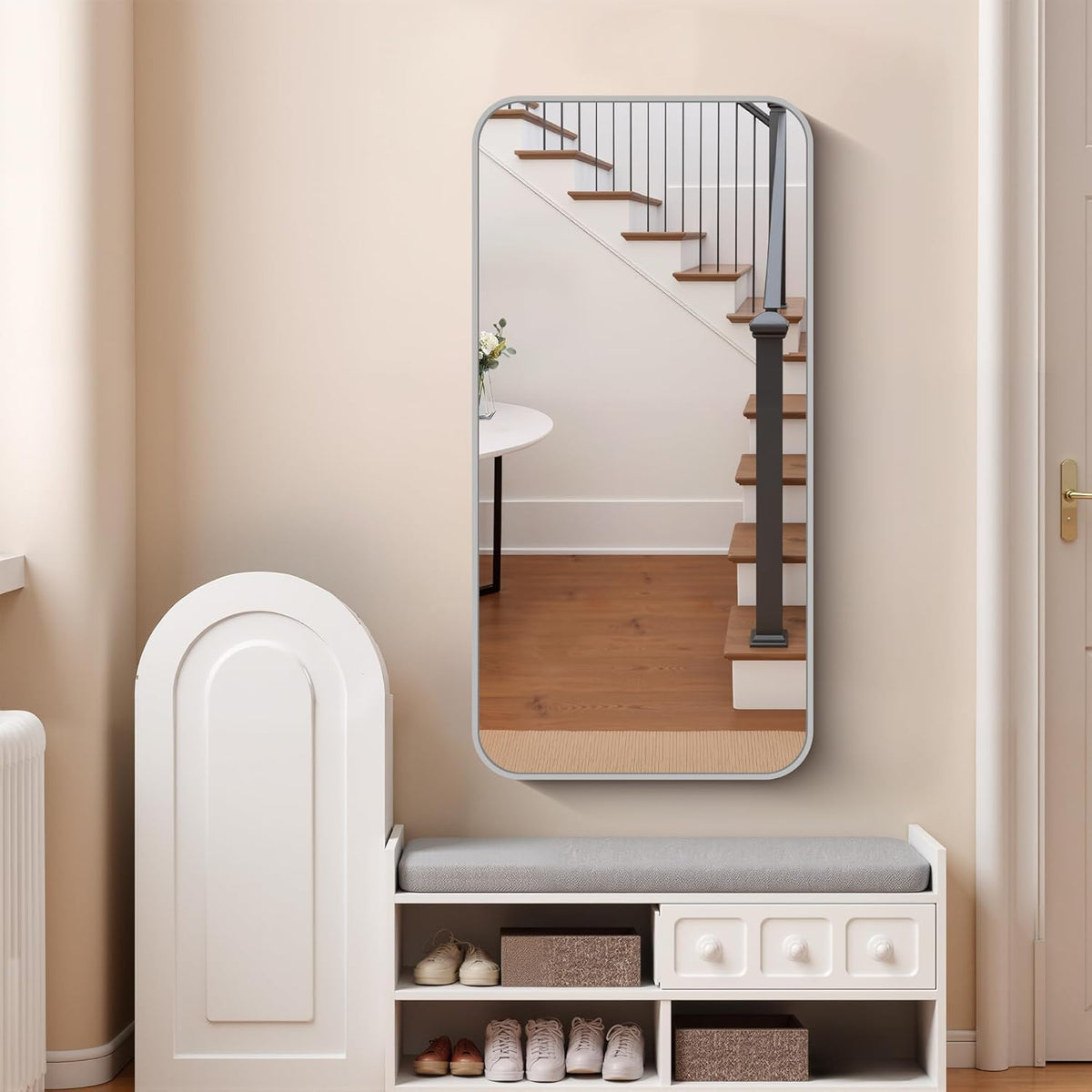 FORBATH 24x48 Inch Silver Bathroom Mirror for Over Sink, Narrow Rectangular Full Length Mirror with Metal Frame, Rounded Corners for Bathroom, Bedroom, Entryway Decor (Horizontal or Vertical)
