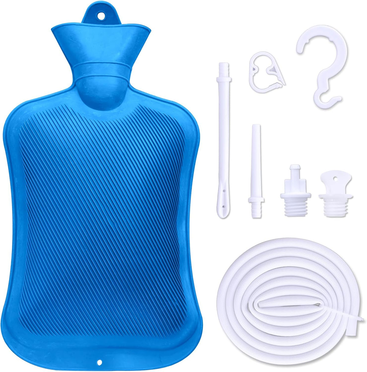 Coffee Enema Bag Kit, Douche Bag Combination Kit for Men and Women 5ft PVC Hose, 2L Capacity Water Colon Detox Cleanse Kit (Blue, 2L)