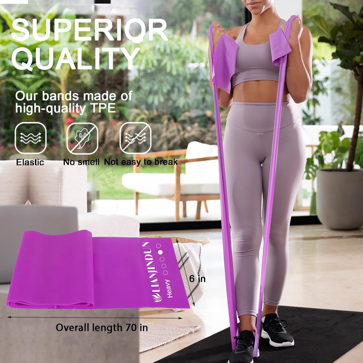 5 Pcs Professional Resistance Bands. Latex-Free, Elastic Band, Work Out Bands, Stretch Bands for Working Out Women or Men, Exercise Bands Set for Physical Therapy, Yoga, Pilates