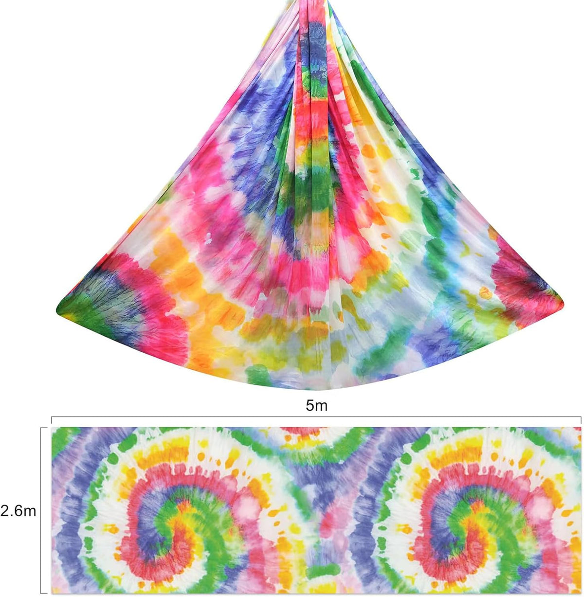 F.Life Aerial Yoga Hammock kit- Yoga Swing Multicolor 5 yards-Flying Yoga Include Daisy Chain,Carabiner and Pose Guide