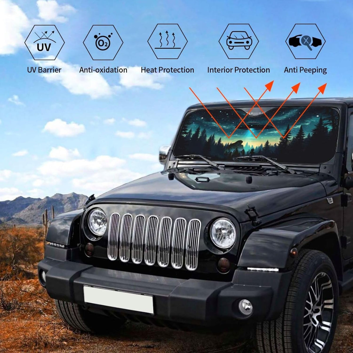 Alien Tree Car Sun Shade Windshield Sunshade Foldable Front Window Shield Cover for Truck SUV