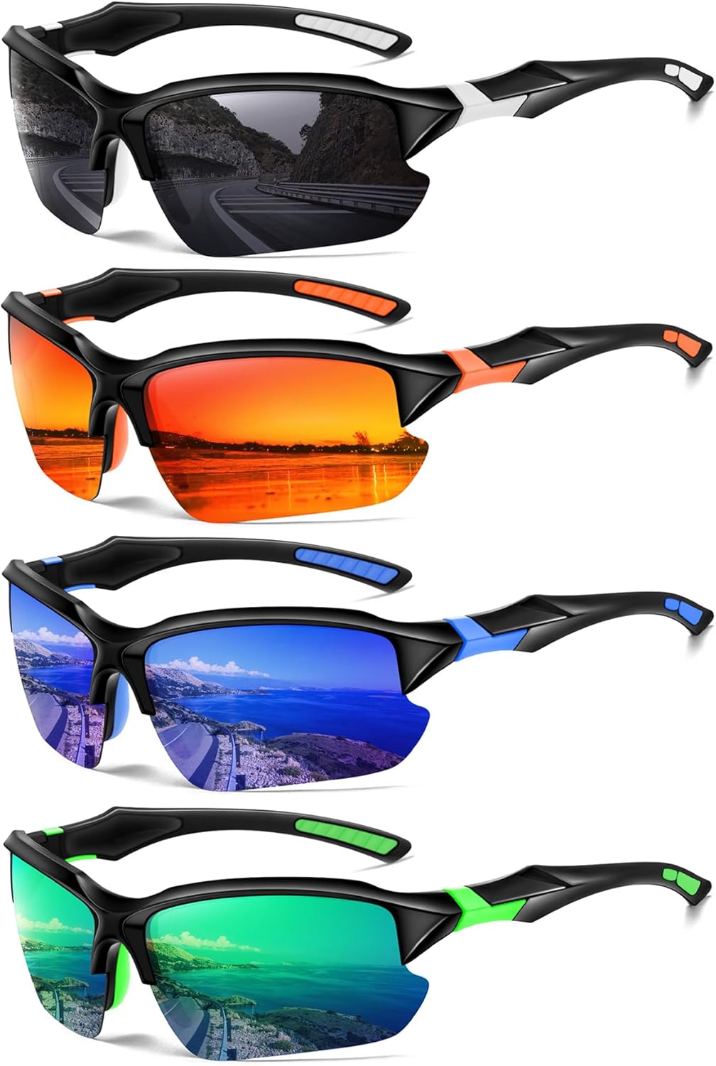 Sports Polarized Sunglasses for Men Cycling Running Fishing UV Protection Sun Glasses Lightweight Half Frame Goggles