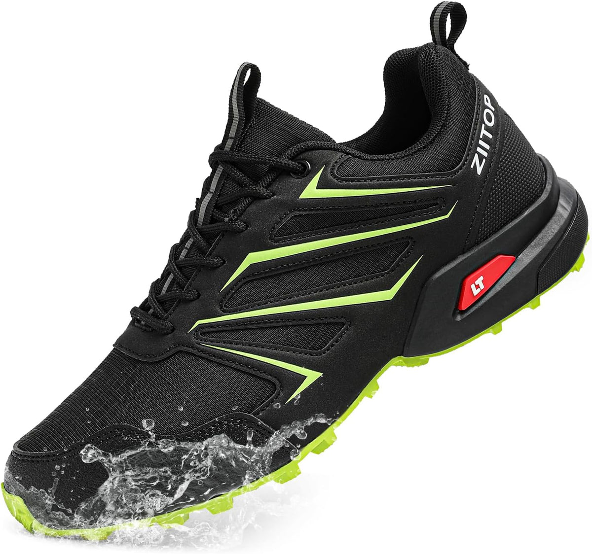 Mens Trail Running Shoes Waterproof Non-Slip Hiking Walking Sneakers for Outdoor Trailing Trekking Camping Quest Black