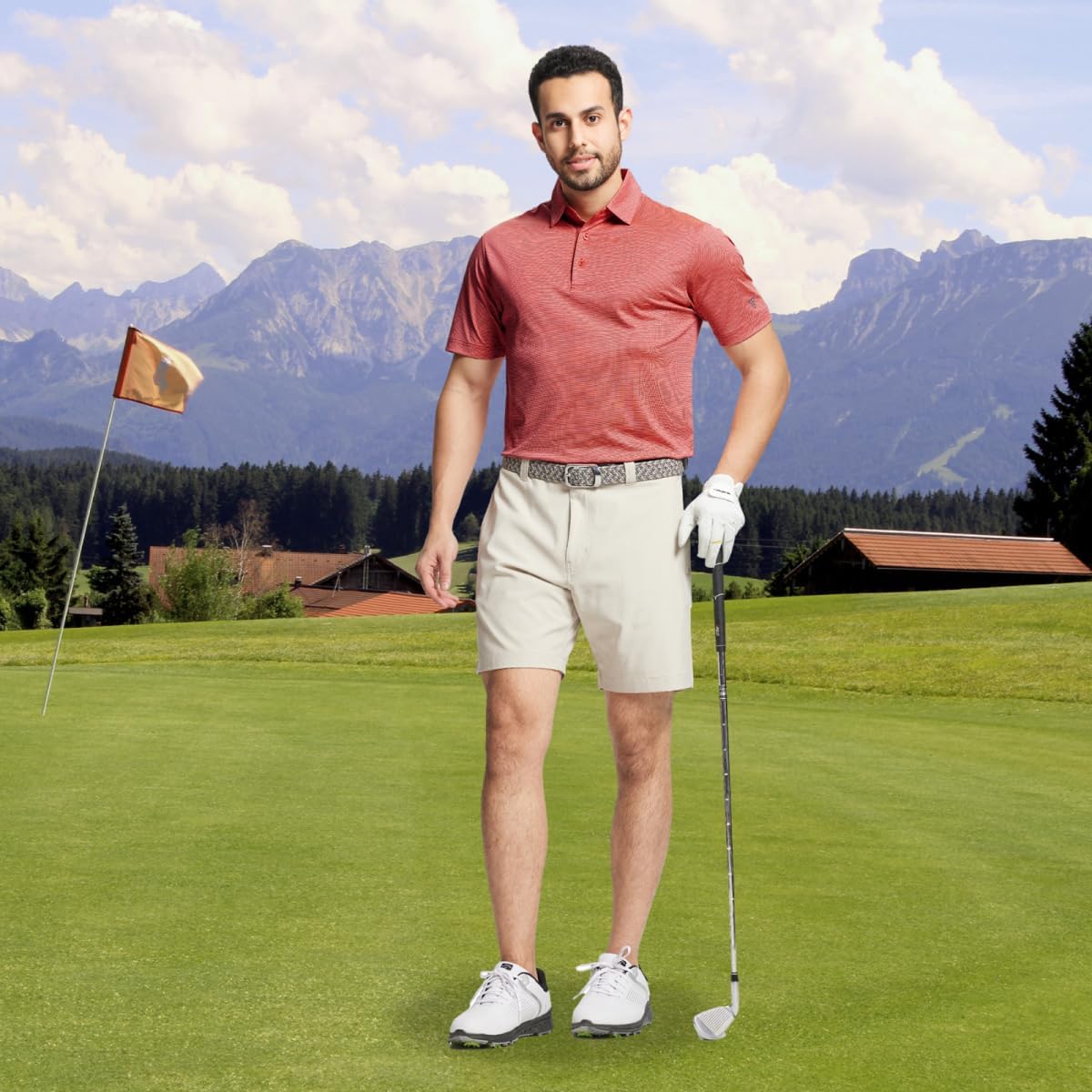 M MAELREG Golf Shirts for Men Dry fit Sports Jacquard Lightweight Performance Texture Short Sleeve Collared Polo Shirts