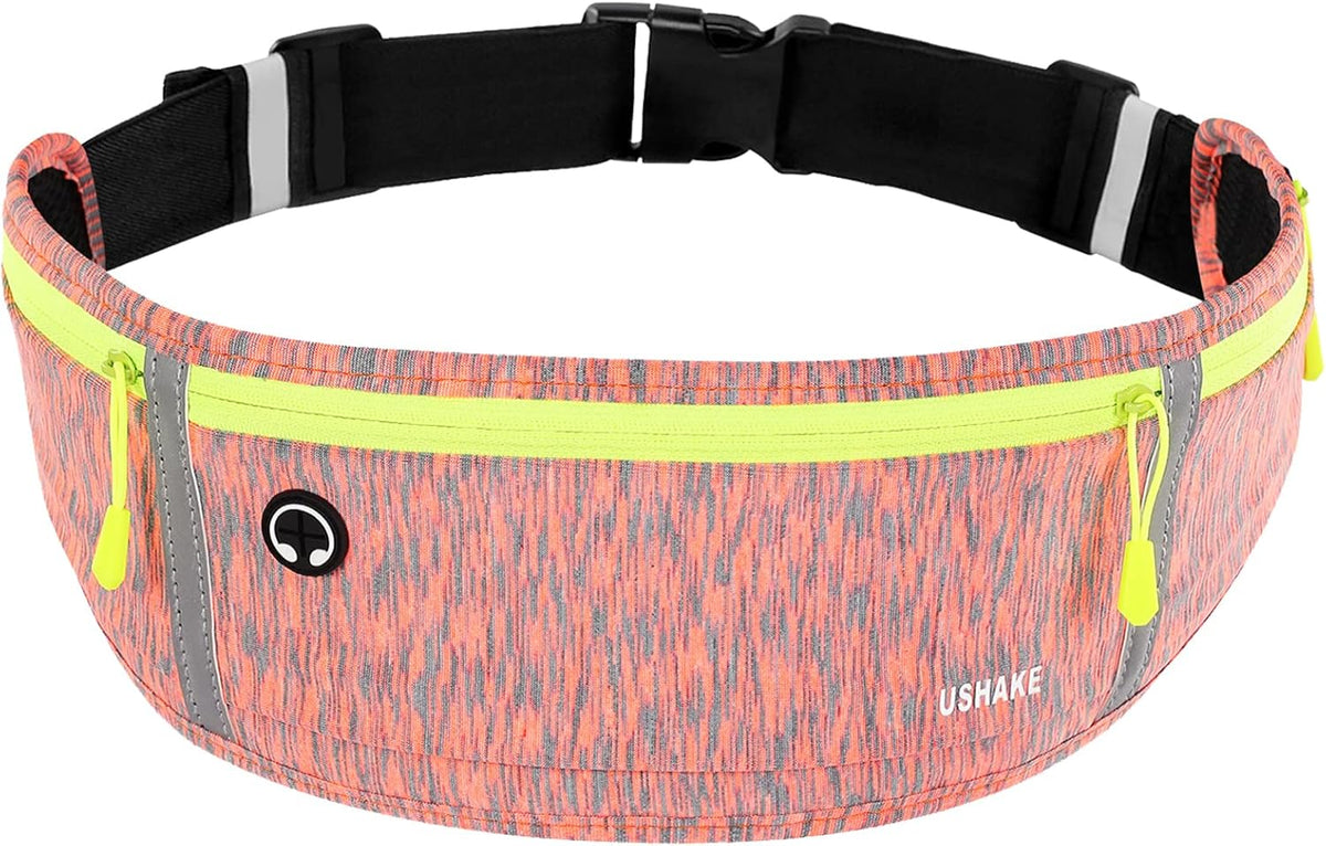 USHAKE Slim Running Belt, Workout Fanny Pack for Men Women,Exercise Waist Pack for Apple iPhone Holder, Runner Belt for Running Walking Cycling Camping Gym