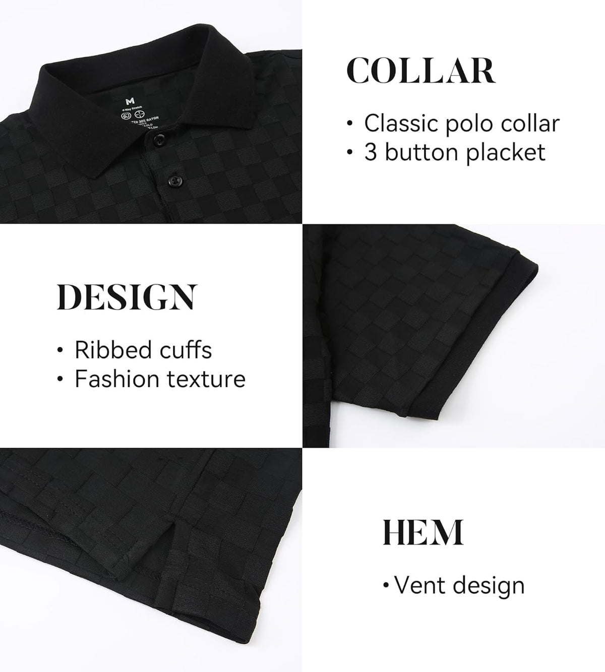 Esabel.C Golf Shirts for Men Dry Fit Performance Short Sleeve Print Moisture Wicking Collared Shirt