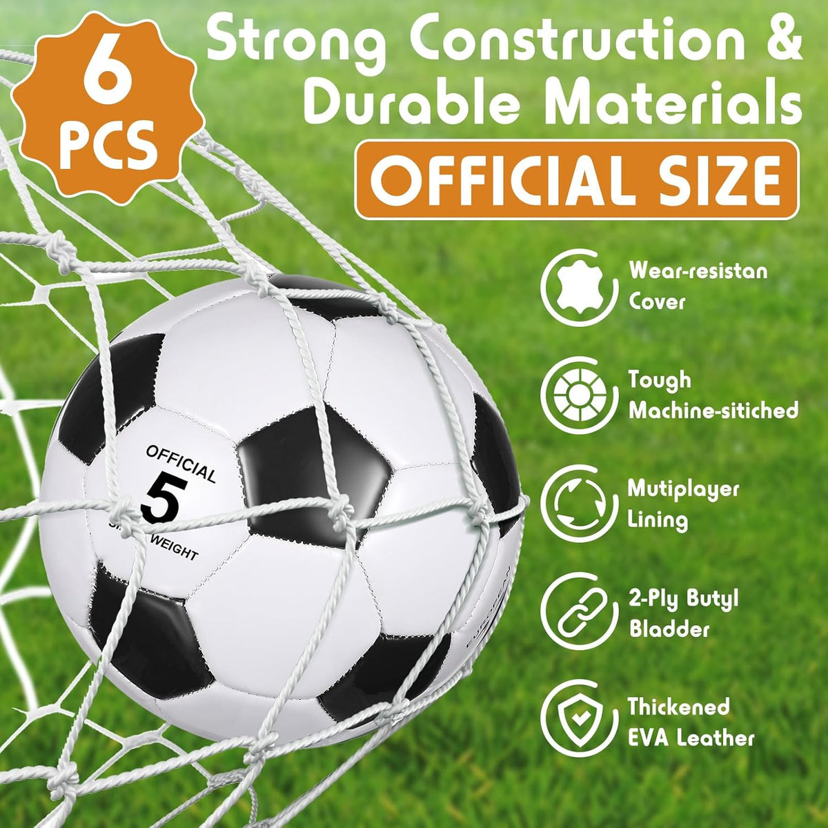 6 Pcs Operation Christmas Soccer Ball Bulk with Pump Needles, Size 3 4 5 Deflated Soccer Ball Gift for Youth Adult Game Training Practice Christian Charity Donation Supplies