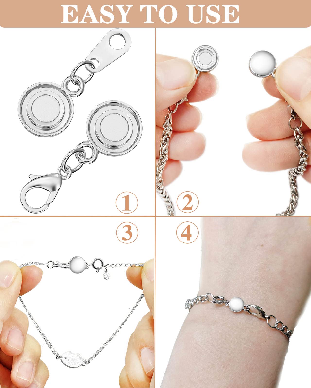 Dailyacc Necklace Clasps and Closures - Round Bracelet Extender Clasps for Jewelry Making