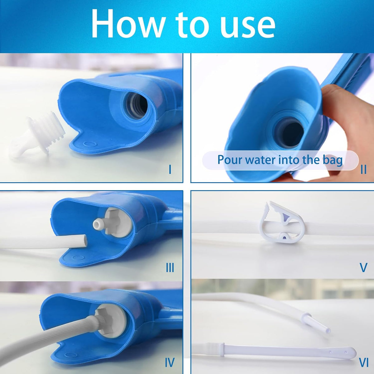 Coffee Enema Bag Kit, Douche Bag Combination Kit for Men and Women 5ft PVC Hose, 2L Capacity Water Colon Detox Cleanse Kit (Blue, 2L)