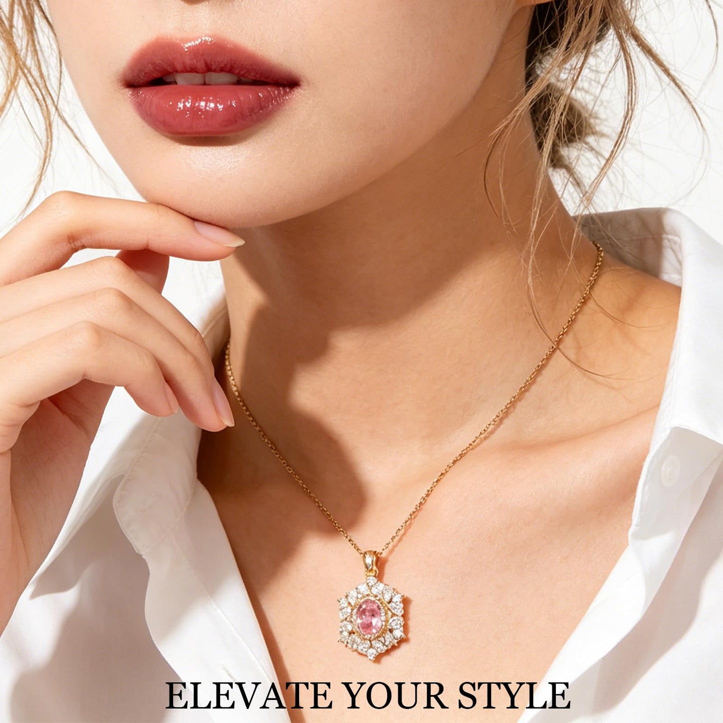Pink Baroque Rose Quartz Necklace for Women-Gold Plated October Birthstone Healing Crystal Necklace For Valentines Day Mother's Day Christmas Birthday Gifts