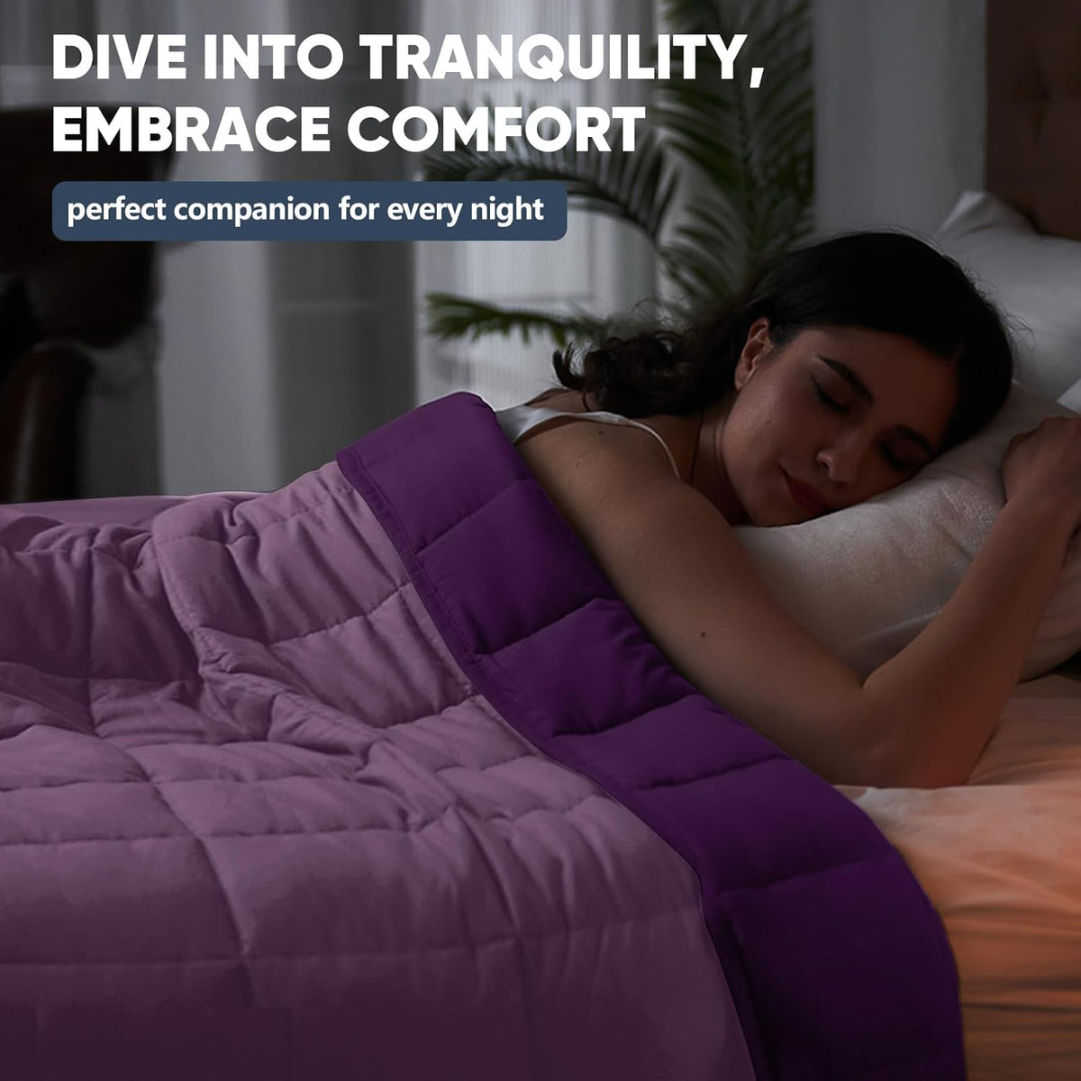 King Size Weighted Blanket for Adults (20 lbs, 80” x 87”, Purple) Cooling Heavy Blanket for Sleeping Perfect for 190-210 lbs, Breathable Blanket for Adults & Couple All Season, Machine Washable