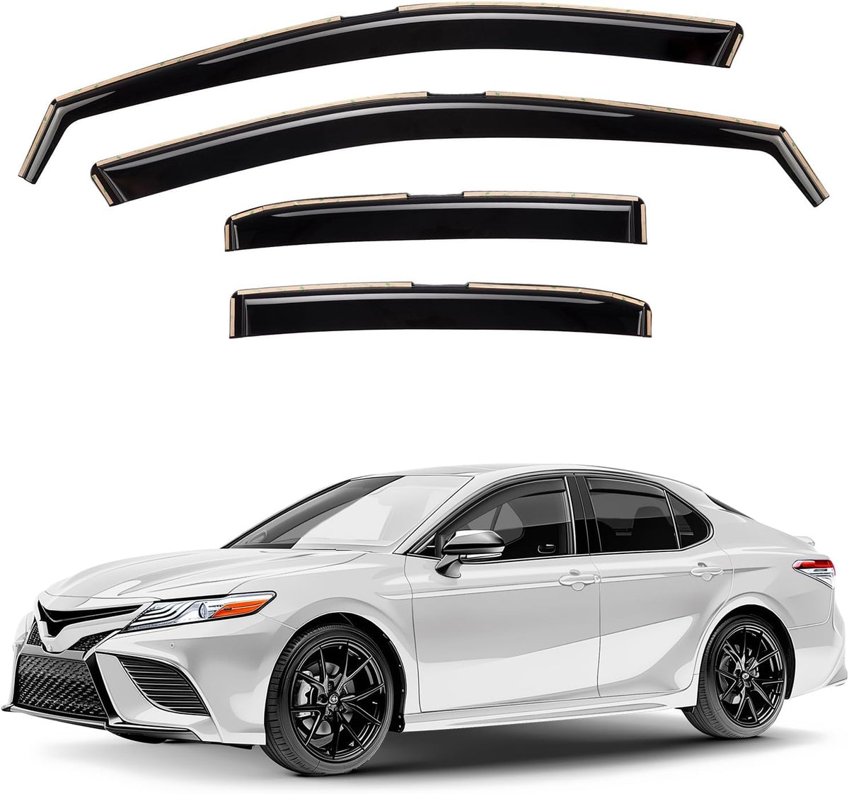 Window Deflectors Smoke Tinted in-Channel Side Window Vent Visor Deflectors Rain Guards Compatible with Camry 2018-2024 - 4pcs. GW0370