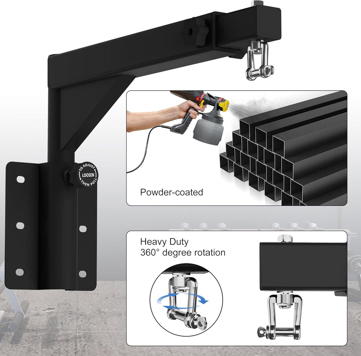 Adjustable Heavy Duty Bag Hanger,Wall Mount Punching Bag Hanger,Thickened Steel Plate and Stainless Steel kit for Home Gym Indoor Outdoor (Supports up to 900Ib)