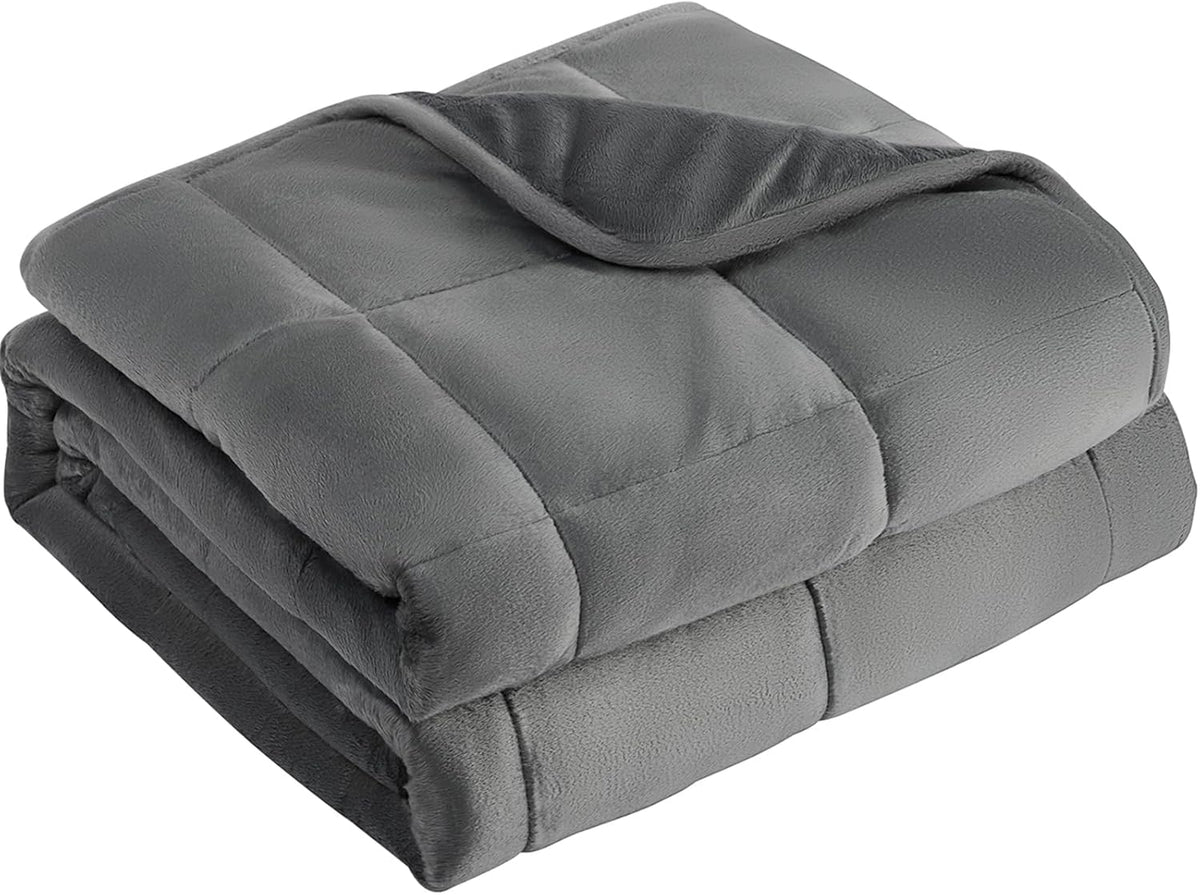 L'AGRATY Weighted Blanket - 48"x72" 15lbs Soft Breathable Heavy Blanket Minky Material with Glass Beads for Adult All-Season Summer Fall Winter Soft Thick Comfort