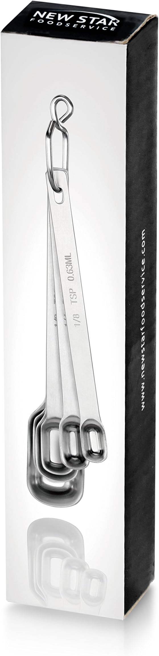 New Star Foodservice 43136 Stainless Steel 18/8 Measuring Spoons (Set of 6), Silver
