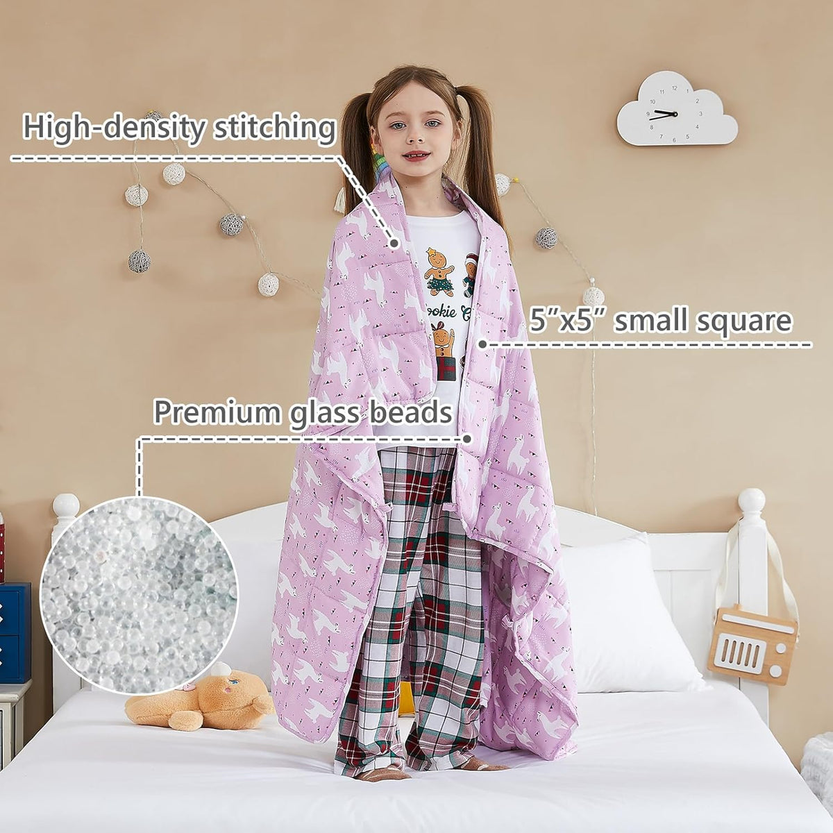 L'AGRATY Weighted Blanket - 40"x60" 10lbs Breathable Weighted Blanket Microfiber Material with Glass Beads