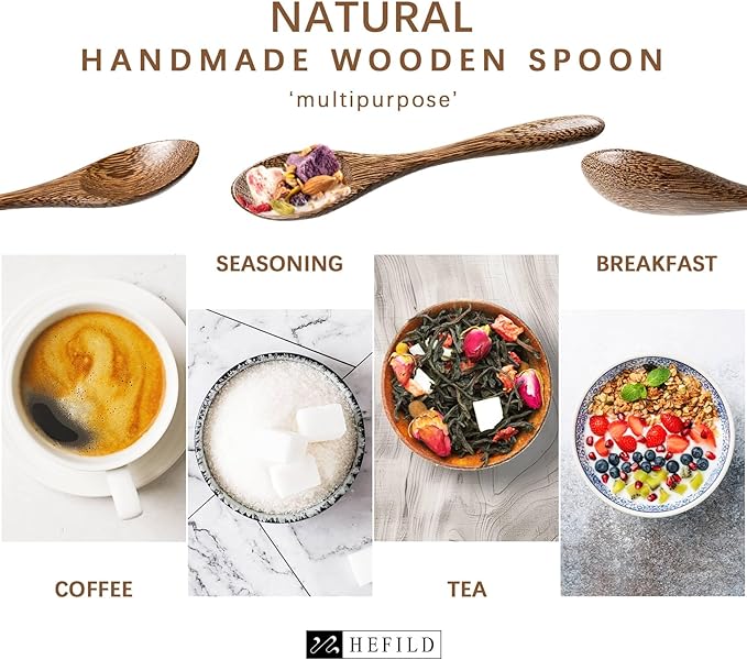 4 PCS Small Wooden Spoons, 5.8 Inch Honey Spoons for Tea, Padauk Wooden Honey Teaspoon for Coffee, Little Tiny Wood Spoons, Bamboo Table Spoon for stirring, Wooden Spoons for Utensils Set