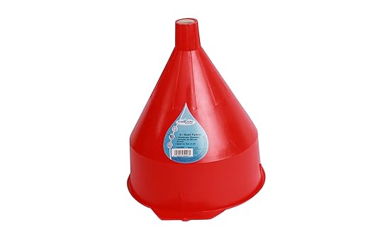 WirthCo 32006 Funnel King Red Polyethylene Funnel with Screen/Strainer, Funnel for Oil, Fuel, Gas, and Automotive, Large 6-quart Capacity
