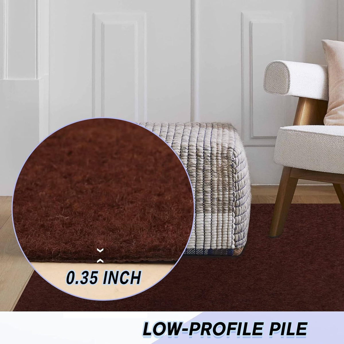Custom Size Backed Non-Slip Area Rugs Runner, Easy Clean, Waterproof Runner Rugs for Hallway Entryway, Kitchen, Laundry, 4FT x 24FT, Brown