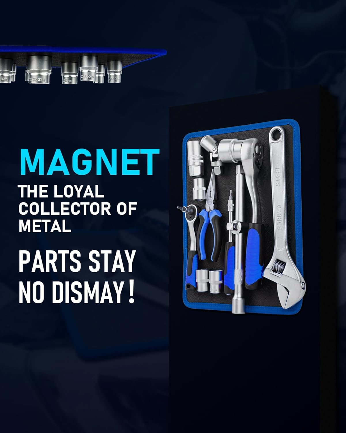 Magnetic Tool Mat - 40 LBS Heavy Duty Magnetic Parts Holder with PVC Protection Layer, 12-5/8" x 9-5/8" Non-Slip Tool Organizer for Garage, Workshop & Auto Repair