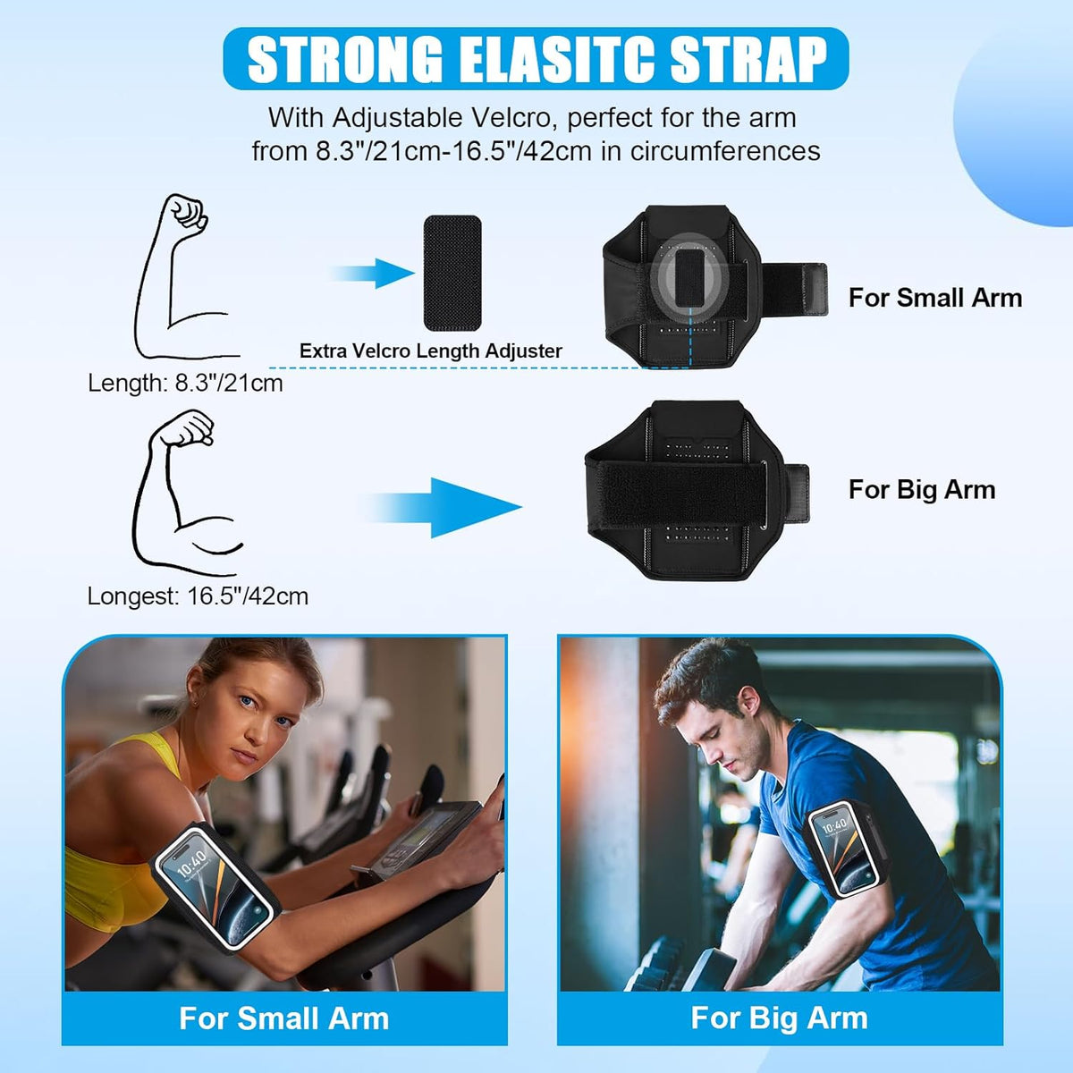 Running Phone Armband with Earphone Holder - 3D Design Cell Phone Armband for iPhone 15/14/13 Pro/Plus & Galaxy S20/S10, Water Resistant Sports Phone Holder with Key Slot for 6.9" Device