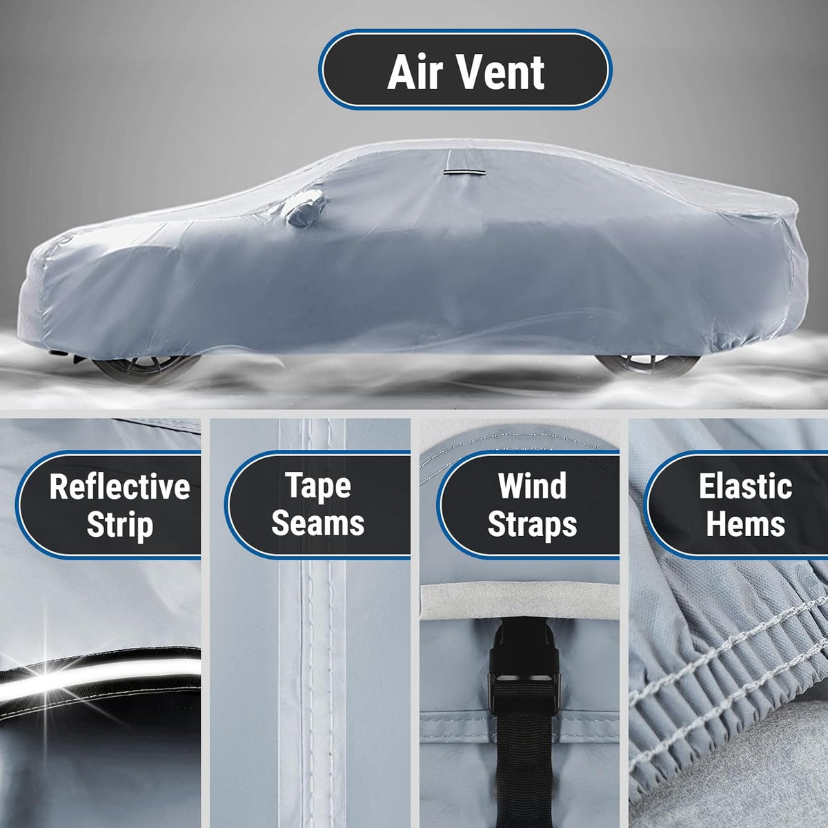 iCarCover Custom Car Cover for Buick Century Sedan, Coupe (1982-1996) Waterproof All-Weather Rain Snow UV Sun Protector Full Exterior Indoor Outdoor Car Cover (Stripe - Gray/Black)