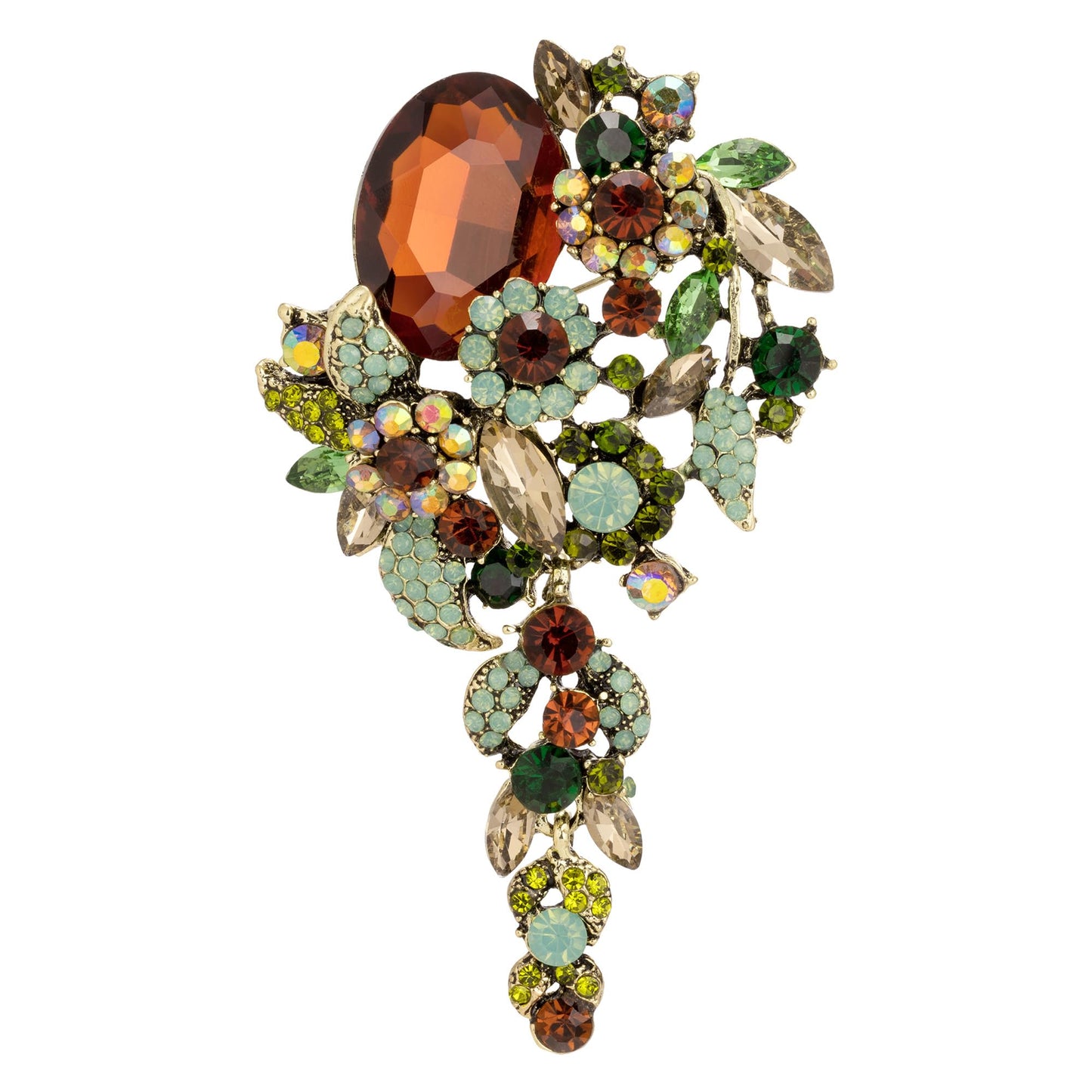 SELOVO Long Brown&Green Brooch Pin for Women Wedding Party Brooch Pendant