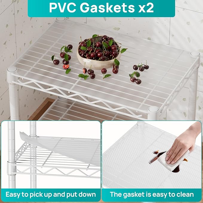 SINGAYE 2 Small Shelves Kitchen Storage Shelf Wire Shelving Unit Metal Shelf Adjustable Organizers Storage Shelving for Office Pantry White 12" D X 18" W X 12" H