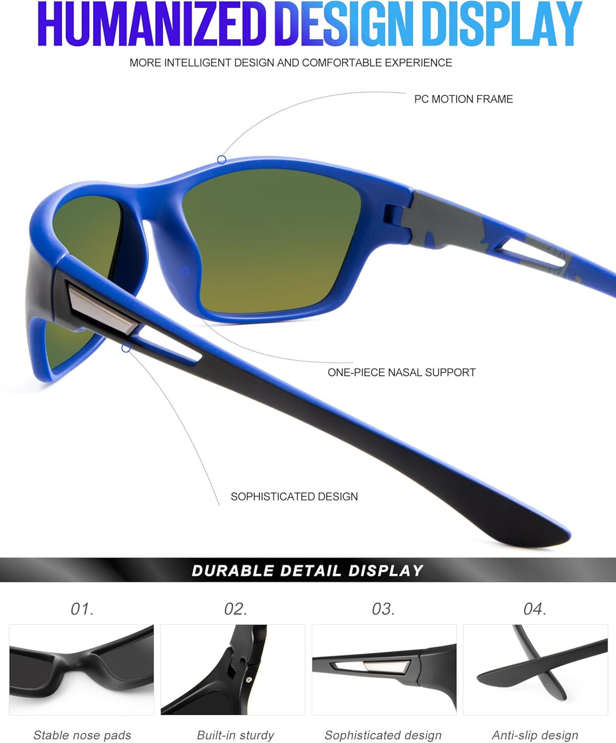 KALIYADI Polarized Sunglasses for Men, Sports Sun Glasses for Driving Cycling Fishing with UV protection