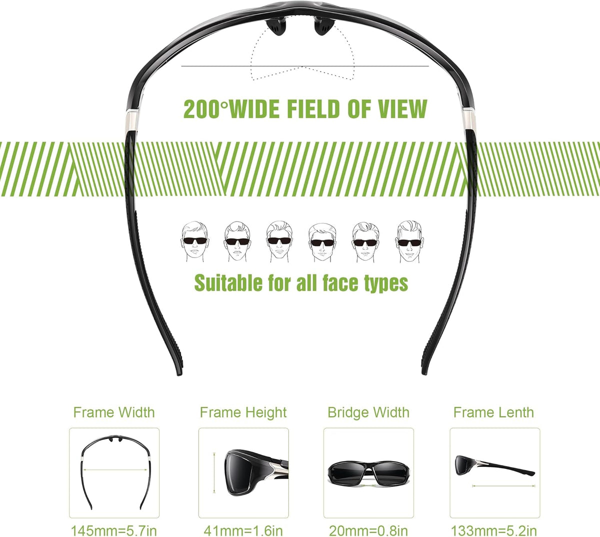 3 Pack Polarized Sports Sunglasses for Men, Mens Sunglasses Wrap Around UV400 Protection for Cycling Fishing Driving