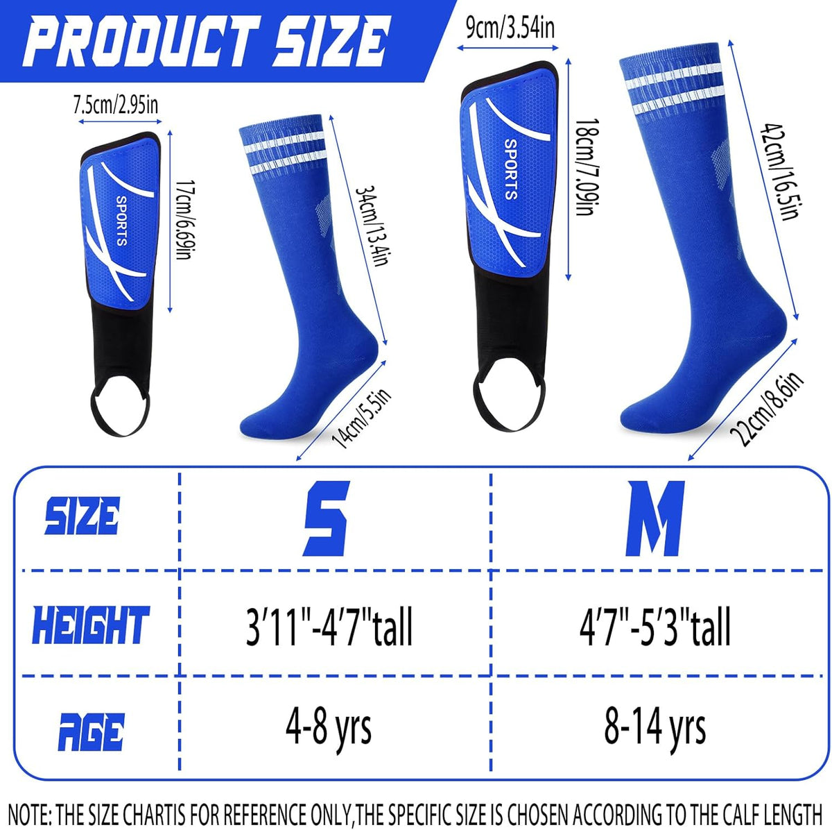 Soccer Shin Guards and Socks Kids Youth Lightweight Soccer Pads Defender with Ankle Protection Ski Shin Guards Football Equipment for Age 4-14 Toddler Boys Girls Teens