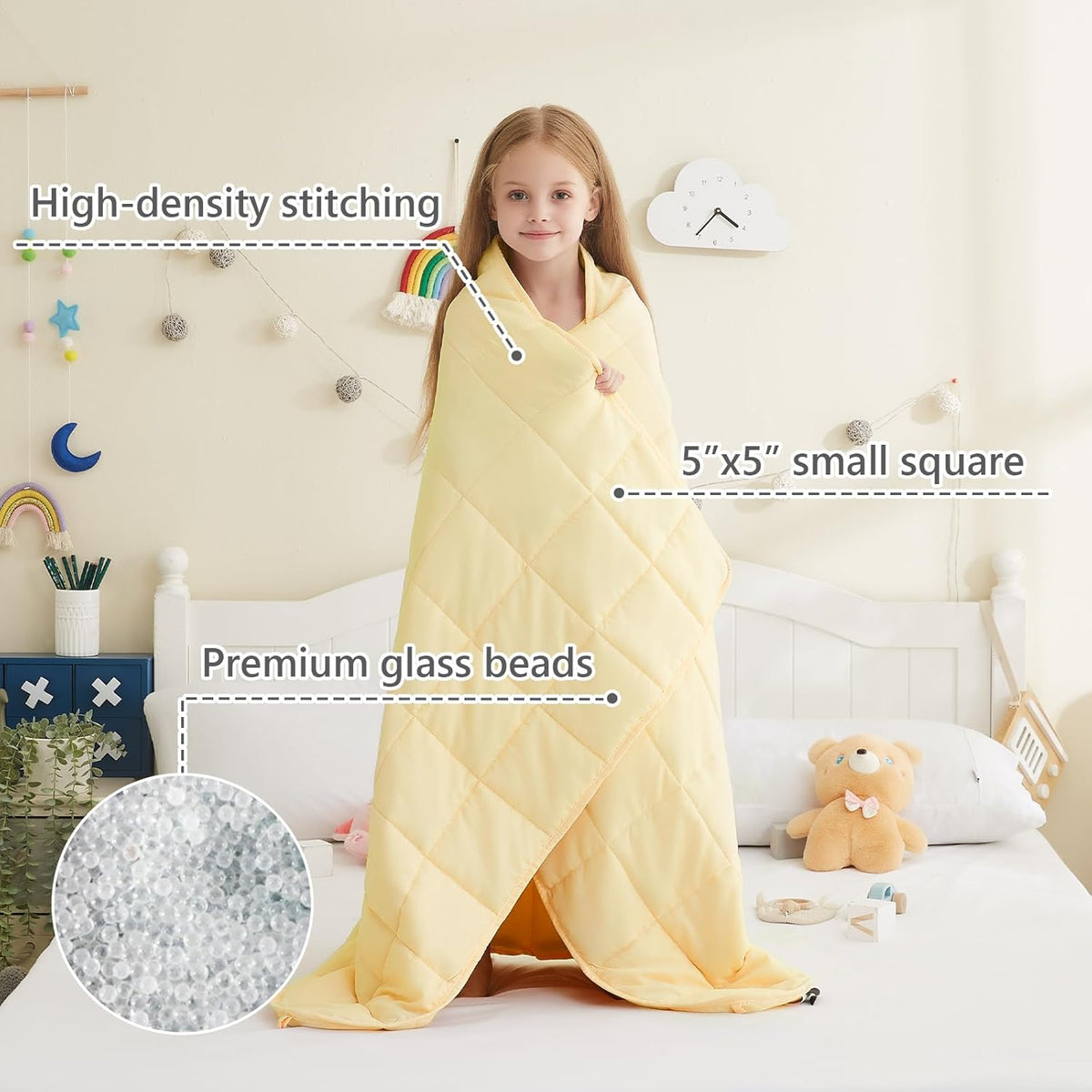 L'AGRATY Weighted Blanket - 40"x60" 7lbs Cooling Breathable Weighted Heavy Blanket Microfiber Material with Glass Beads Small Blanket for All-Season Summer Fall Winter Soft Thick Blanket