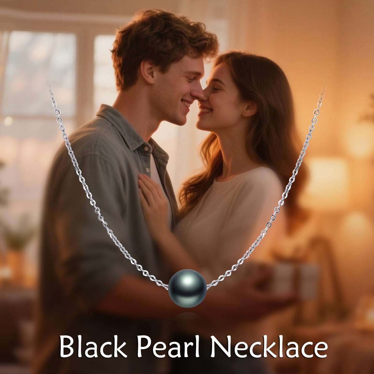 POPLYKE Black Pearl Necklace Sterling Silver Black Single Pearl Choker Necklace for Women 7-8mm Freshwater Cultured Grey Pearls Wedding Bridesmaids Anniversary 16''