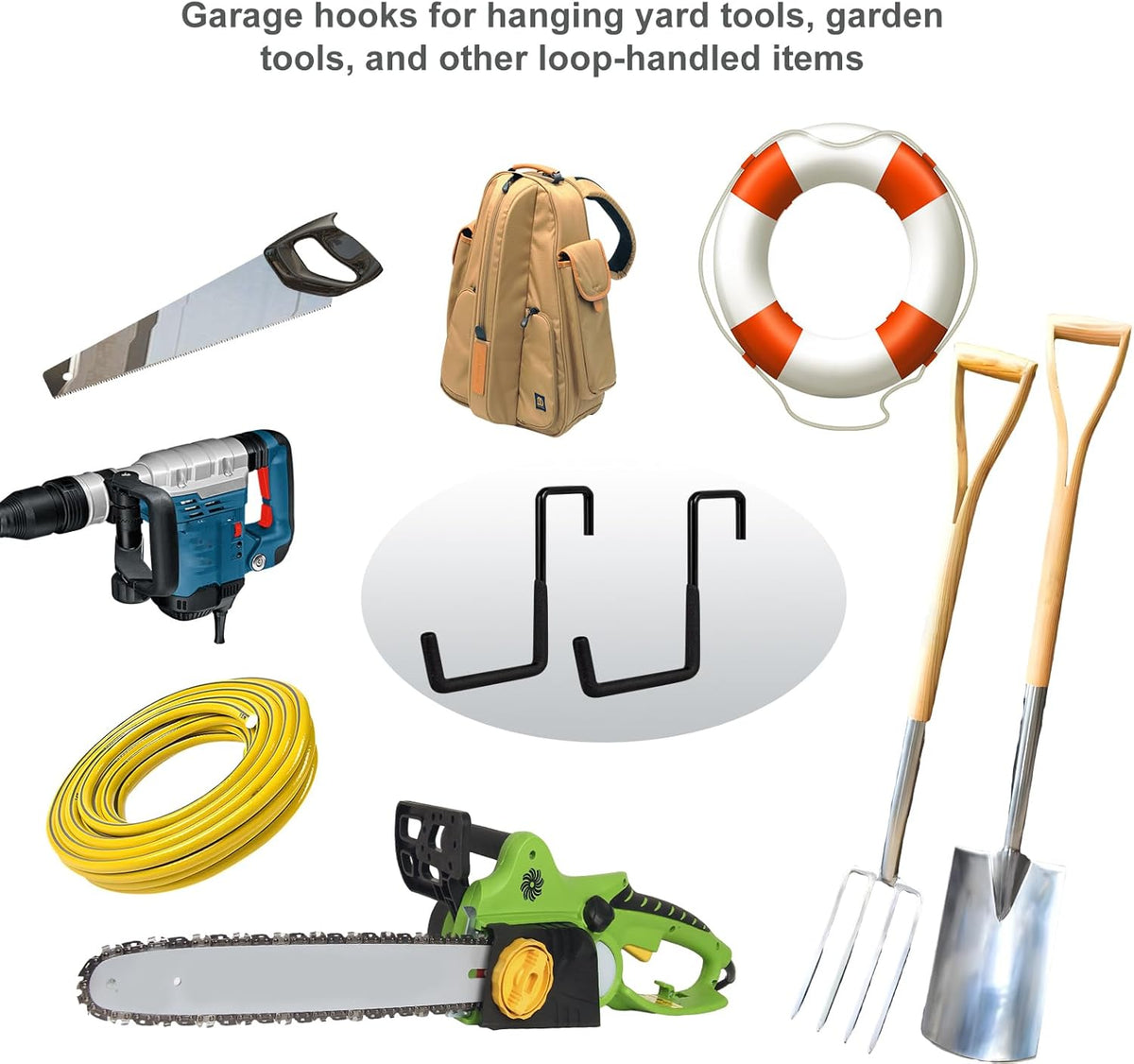 Rafter Hanger Hook 2 Pcs, Large S Hooks, Upgraded Fence Hangers, Ladder and Bike Hanging Hooks for Storage, Heavy Duty Garage Utility Rafter Hook for Hanging Hose, Plants, Chairs and More